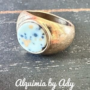Chunky jasper gold dome ring in gold